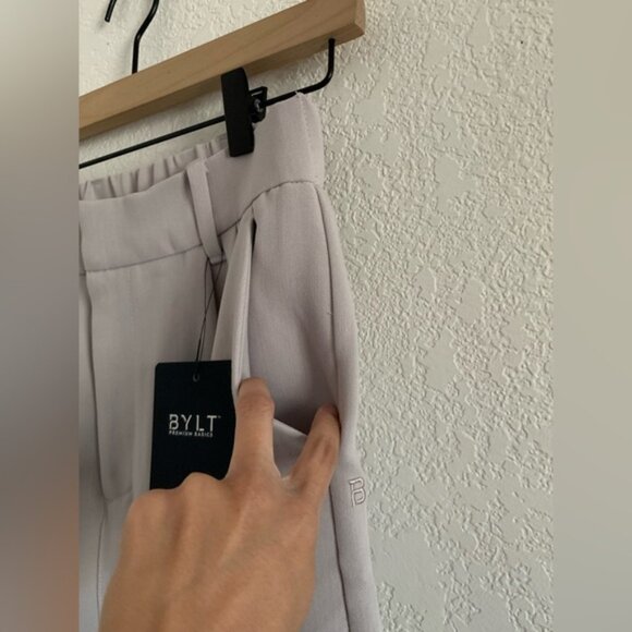 Bylt Midtown Wide Leg Pants Black Tailored High Rise Pleated Knit Women’s Size M - Picture 3 of 16